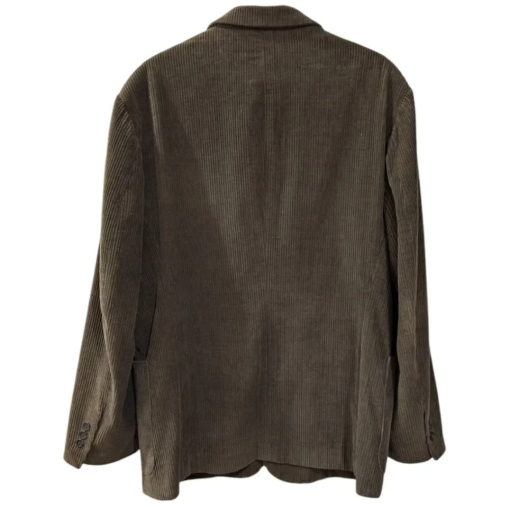 Vintage 90s J. Crew Mens L Olive Green 100% Cotton Corduroy Two Button Sportcoat